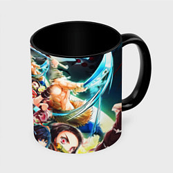 Кружка 3D КЛИНОК РАССЕКАЮЩИЙ ДЕМОНОВ ПЕРСОНАЖИ, цвет: 3D-белый + черный