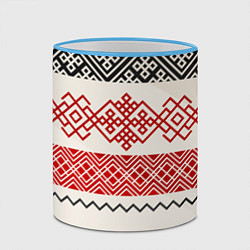 Кружка 3D Славянский узор красно-черный, цвет: 3D-небесно-голубой кант — фото 2
