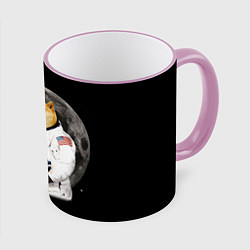 Кружка 3D Доги Космонавт, цвет: 3D-розовый кант