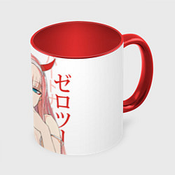 Кружка 3D Darling in the Franxx Zero Two, цвет: 3D-белый + красный