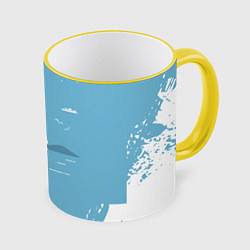 Кружка 3D ОДИНОКИЙ ПАРУСНИК SAILBOAT Z, цвет: 3D-желтый кант