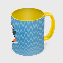 Кружка 3D Пингвин, цвет: 3D-белый + желтый