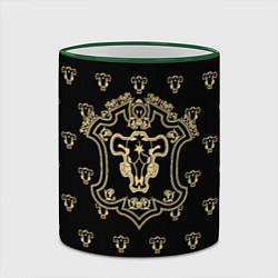 Кружка 3D Черные быки Чёрный клевер, цвет: 3D-зеленый кант — фото 2
