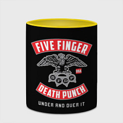 Кружка 3D Five Finger Death Punch 5FDP, цвет: 3D-белый + желтый — фото 2