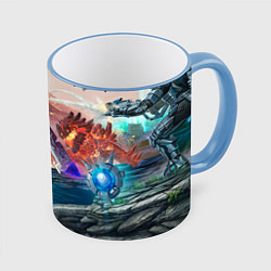 Кружка 3D Ark battelfield, цвет: 3D-небесно-голубой кант
