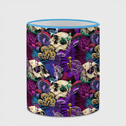 Кружка 3D Психоделика - черепа и грибы, цвет: 3D-небесно-голубой кант — фото 2
