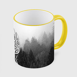 Кружка 3D ВЕЛЕС туманный лес, цвет: 3D-желтый кант