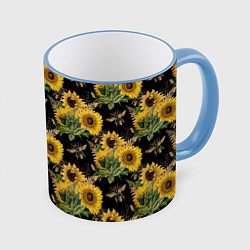 Кружка цветная Fashion Sunflowers and bees