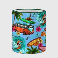 Кружка 3D Пальмы, волны, серфинг, цвет: 3D-зеленый кант — фото 2