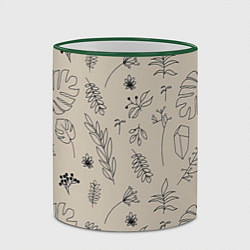 Кружка 3D Цветы и листья, цвет: 3D-зеленый кант — фото 2