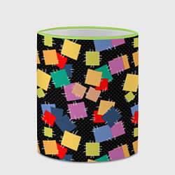 Кружка 3D Заплатки на черном фоне, цвет: 3D-светло-зеленый кант — фото 2