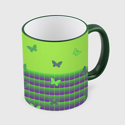 Кружка 3D Бабочки, цвет: 3D-зеленый кант