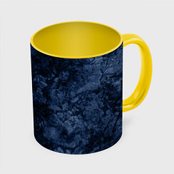 Кружка 3D Темно-синяя текстура камня, цвет: 3D-белый + желтый