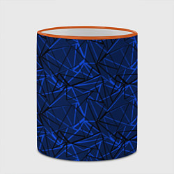 Кружка 3D Черно-синий геометрический, цвет: 3D-оранжевый кант — фото 2