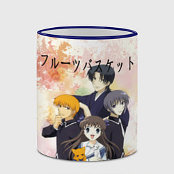 Кружка 3D Корзинка фруктов персонажи, цвет: 3D-синий кант — фото 2