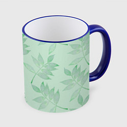 Кружка цветная Зеленые листья