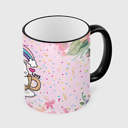 Кружка цветная Милая кошечка в чашке кофе