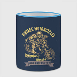 Кружка 3D Винтажные мотоциклы, цвет: 3D-небесно-голубой кант — фото 2