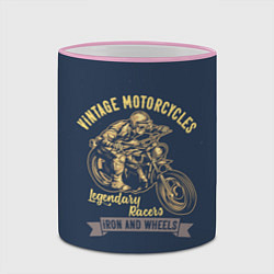 Кружка 3D Винтажные мотоциклы, цвет: 3D-розовый кант — фото 2