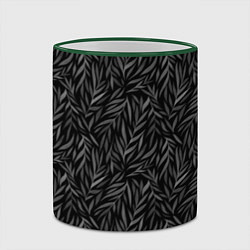 Кружка 3D Растительный орнамент черно-белый, цвет: 3D-зеленый кант — фото 2