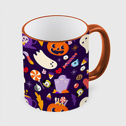 Кружка цветная HALLOWEEN BTS BT21 PATTERN БТ21 БТС ХЕЛЛОУИН