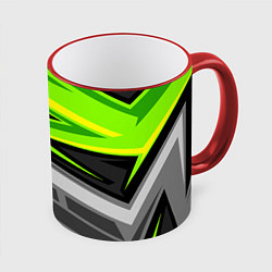 Кружка цветная Зеленые линии