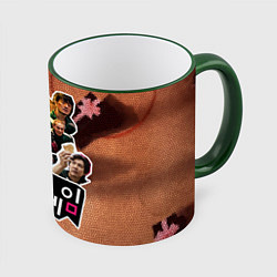 Кружка 3D Стикерпак Игра в кальмара, цвет: 3D-зеленый кант