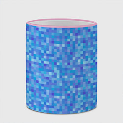 Кружка 3D Голубая пиксель абстракция, цвет: 3D-розовый кант — фото 2