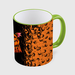 Кружка 3D Веселая тыква на хеллоуин, цвет: 3D-светло-зеленый кант
