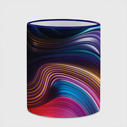 Кружка 3D Цветные неоновые волны, цвет: 3D-синий кант — фото 2