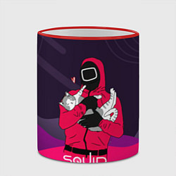 Кружка 3D Игра в кальмара - с милым котиком, цвет: 3D-красный кант — фото 2