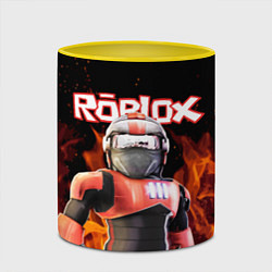 Кружка 3D ROBLOX FIRE РОБЛОКС ОГОНЬ ПОЖАРНЫЙ, цвет: 3D-белый + желтый — фото 2