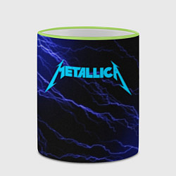 Кружка 3D METALLICA BLUE FLASH МЕТАЛЛИКА СИНИЕ МОЛНИИ, цвет: 3D-светло-зеленый кант — фото 2