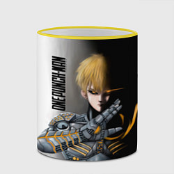 Кружка 3D Металлическое тело Геноса One Punch-Man, цвет: 3D-желтый кант — фото 2