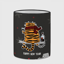 Кружка 3D Одинокий тигр пьет винишко, цвет: 3D-черный кант — фото 2