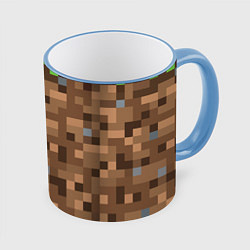 Кружка 3D ЗЕМЛЯ DIRT MINECRAFT, цвет: 3D-небесно-голубой кант