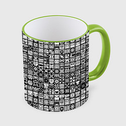 Кружка 3D Geometry Dash: BW Pattern, цвет: 3D-светло-зеленый кант