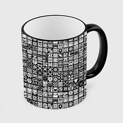 Кружка 3D Geometry Dash: BW Pattern, цвет: 3D-черный кант