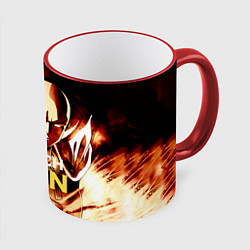 Кружка 3D Огненный Сайтама One Punch-Man, цвет: 3D-красный кант