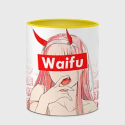 Кружка 3D Waifu -02 Darling in the Franxx, цвет: 3D-белый + желтый — фото 2