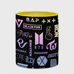 Кружка 3D K-pop лого исполнителей, цвет: 3D-белый + желтый — фото 2