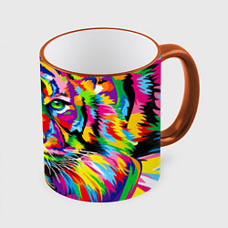 Кружка цветная Тигр в стиле поп-арт