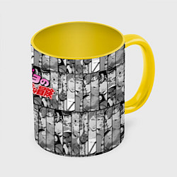 Кружка 3D JOJOS BIZARRE ADVENTURE ЧЁРНО БЕЛОЕ, цвет: 3D-белый + желтый