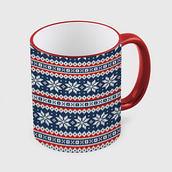 Кружка 3D Knitted Christmas Pattern, цвет: 3D-красный кант