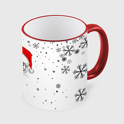 Кружка цветная Новогодний тигр летящие снежинки