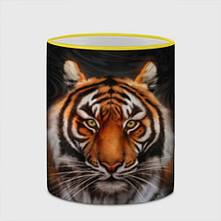 Кружка 3D Реалистичный тигр Realistic Tiger, цвет: 3D-желтый кант — фото 2