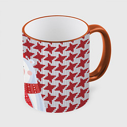 Кружка цветная Белый мишка в шапочке и шарфе