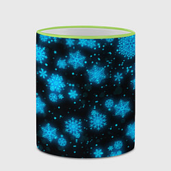 Кружка 3D НОВОГОДНИЕ НЕОНОВЫЕ СНЕЖИНКИ 2022 НОВЫЙ ГОД, цвет: 3D-светло-зеленый кант — фото 2