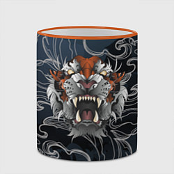 Кружка 3D Рычащий Тигр в японском стиле, цвет: 3D-оранжевый кант — фото 2