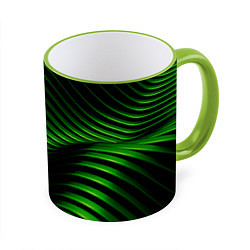 Кружка 3D Волны изумрудного металла, цвет: 3D-светло-зеленый кант